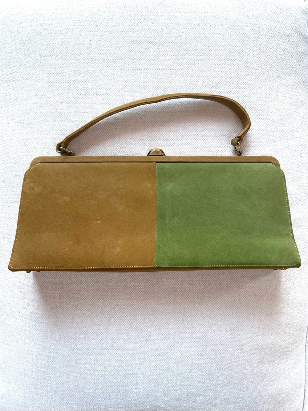 Yvette Fashions Vintage Two-Tone Olive and Moss Top-Handle Bag